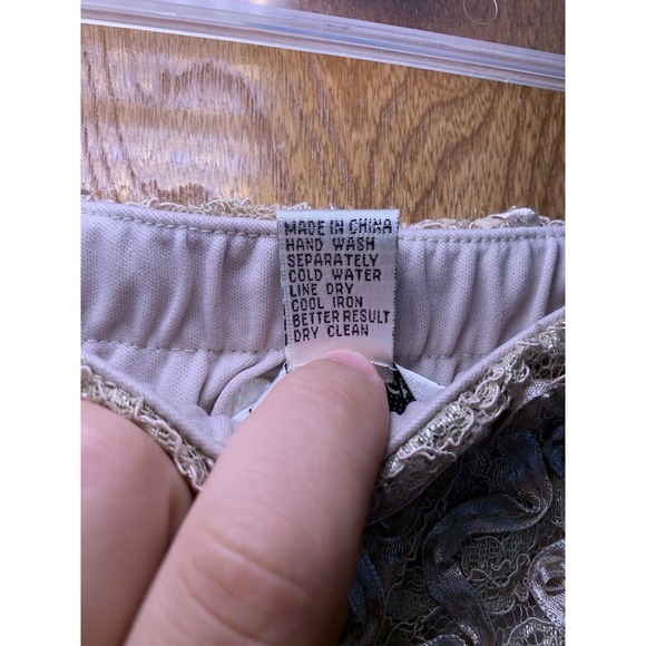 Vintage S.M. Collection Maxi Skirt XL Floral Designs Sequins Pearls Lace Beige - Picture 10 of 10